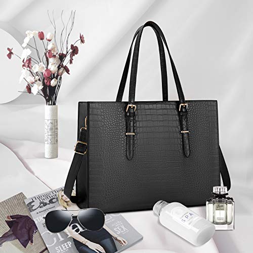 Lubardy Damen Groß Schwarz Laptop Umhängetasche Elegant