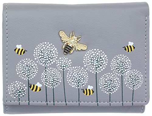 Mini Moonflower Leather Purse | RFID Blocking | Grey