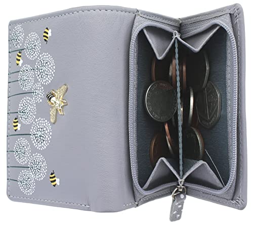 Mini Moonflower Leather Purse | RFID Blocking | Grey