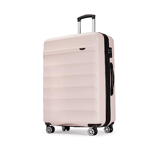 GinzaTravel Large Lightweight Hard Shell Suitcase, Light Pink