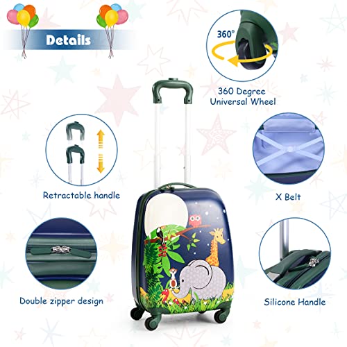 Kids Designer Luggage Set with Backpack (Lion+Elephant)