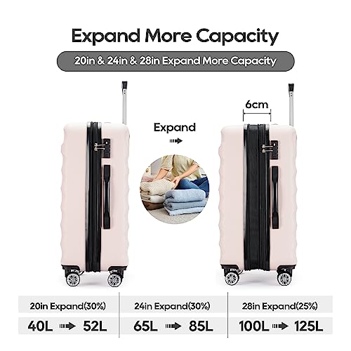 GinzaTravel Large Lightweight Hard Shell Suitcase, Light Pink