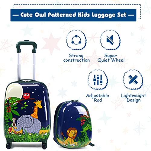 Kids Designer Luggage Set with Backpack (Lion+Elephant)