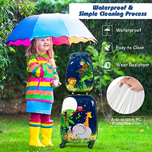 Kids Designer Luggage Set with Backpack (Lion+Elephant)