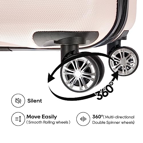 GinzaTravel Large Lightweight Hard Shell Suitcase, Light Pink
