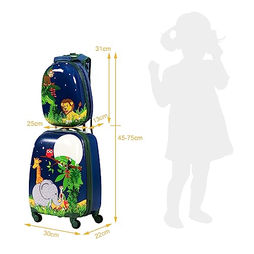 Kids Designer Luggage Set with Backpack (Lion+Elephant)