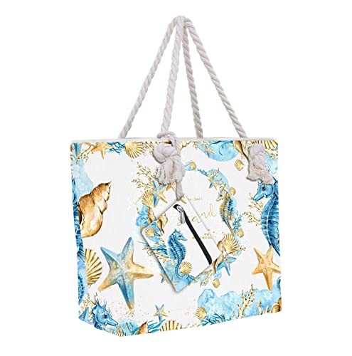 XL Hippocampus Designer Beach Bag - Waterproof & Foldable