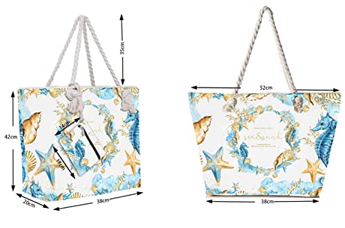 XL Hippocampus Designer Beach Bag - Waterproof & Foldable