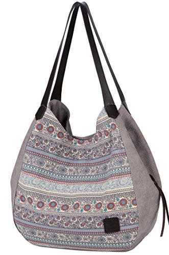 Gray Cotton Canvas Designer Handbag Shoulder Tote/Purse (40x38x15cm)