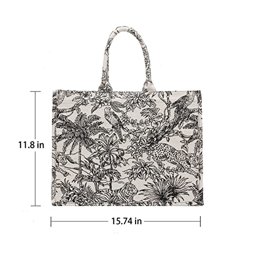 Luxury Jacquard-Embroidered Shoulder Bag, Cotton Linen, Large Capacity