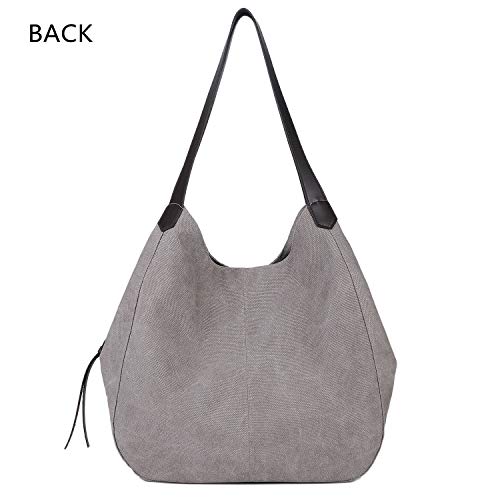 Gray Cotton Canvas Designer Handbag Shoulder Tote/Purse (40x38x15cm)