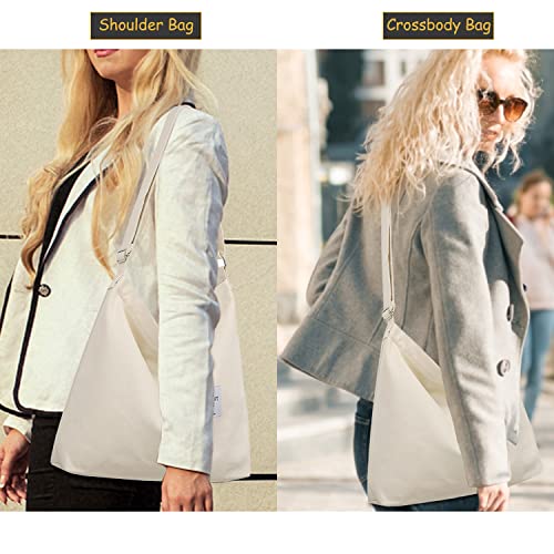 Canvas Hobo Bag - Beige, Designer Crossbody Handbag