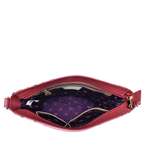 Anuschka Genuine Leather Tall Bucket Hobo - Snowy Cardinal