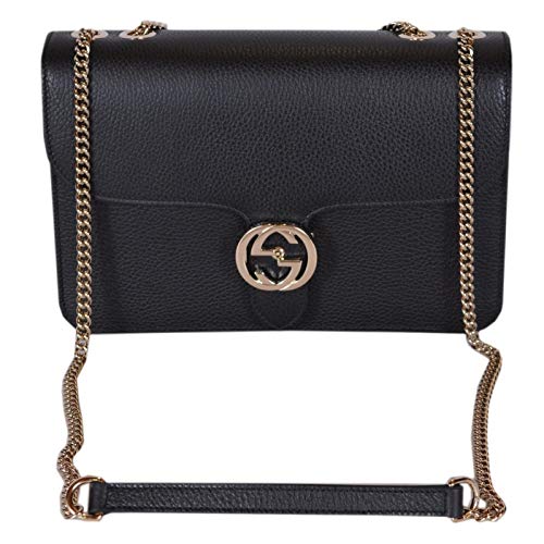 Gucci Damen Leder Geldbörse Crossbody Handtasche Schwarz