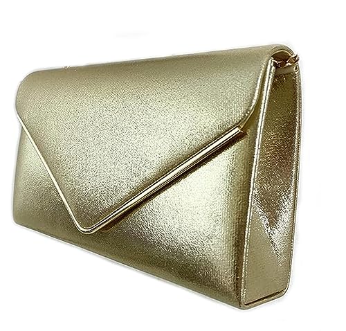 LeahWard Women's Clutch Bag Wedding Evening Handbags Suede Night Out Purse 1616 (Gold)