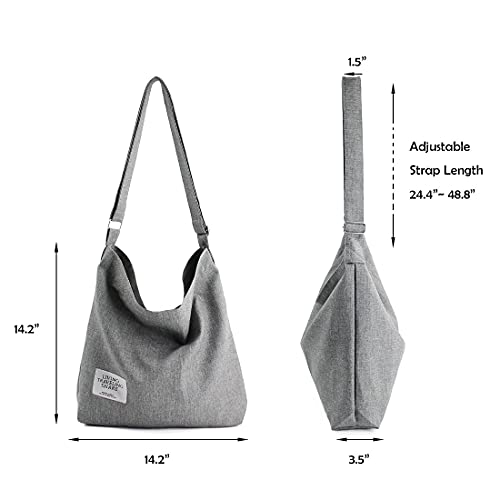 Canvas Crossbody Bag, Large Gray Designer Handbag