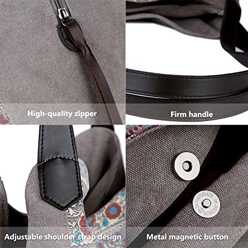 Gray Cotton Canvas Designer Handbag Shoulder Tote/Purse (40x38x15cm)