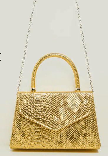 LeahWard Women's Gold Snake Patent Clutch Handbag