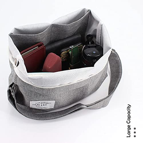 Canvas Crossbody Bag, Large Gray Designer Handbag