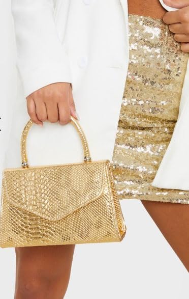 LeahWard Women's Gold Snake Patent Clutch Handbag