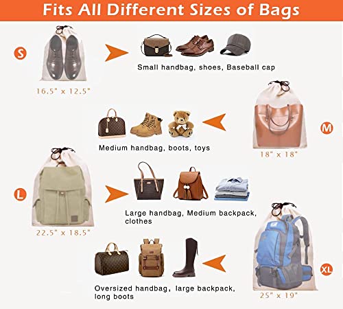 MISSLO Cotton Drawstring Storage Pouches, Beige (Pack of 3)