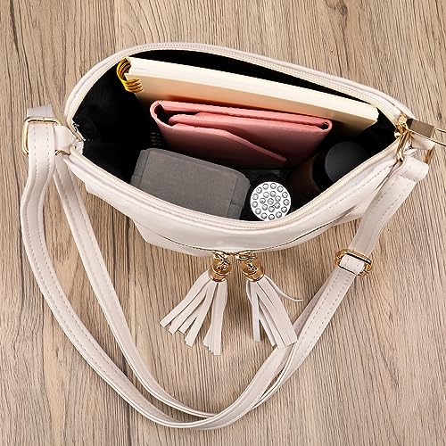Quaste Leder Crossbody Handtaschen für Frauen in Weiß
