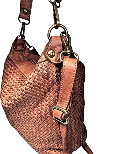 Brakumi Leather Shoulder Backpack: Vintage Large Brown