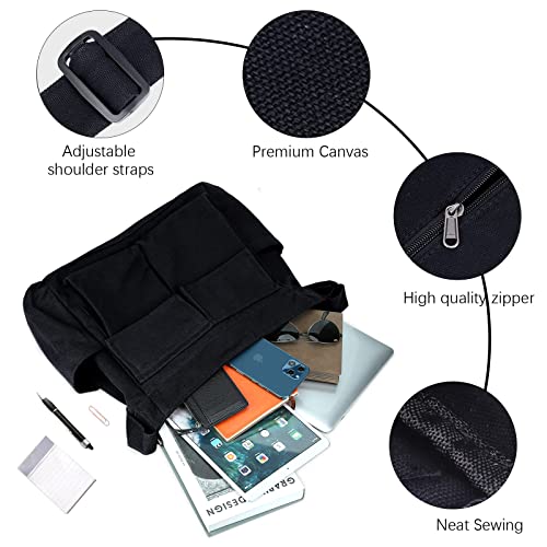 TIAASTAP Large Canvas Messenger Bag for Women and Men