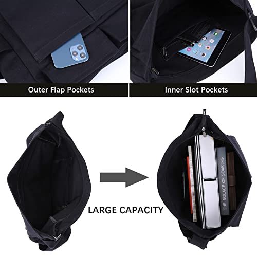 TIAASTAP Large Canvas Messenger Bag for Women and Men