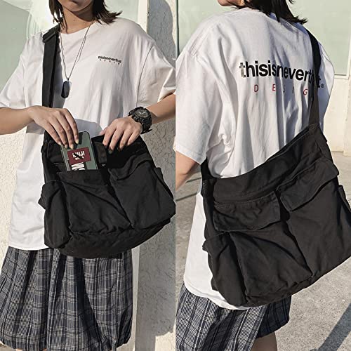 TIAASTAP Large Canvas Messenger Bag for Women and Men