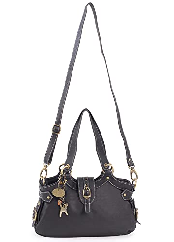 Designer Leather Shoulder Bag - NICOLE - Brown