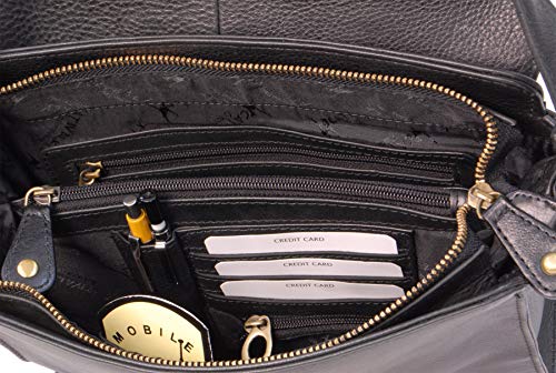 Designer Leather Crossbody Bag for Women - DIANA Black