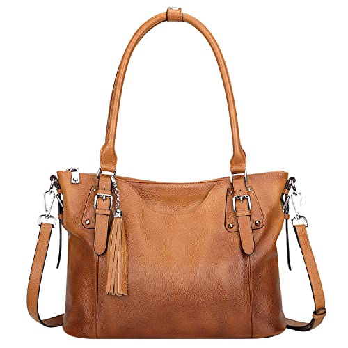 Soft Genuine Leather Designer Handbags: Two Tone Brown