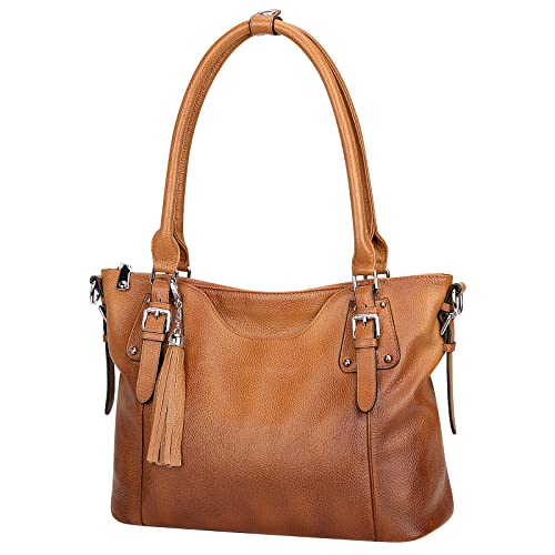 Soft Genuine Leather Designer Handbags: Two Tone Brown