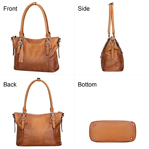 Soft Genuine Leather Designer Handbags: Two Tone Brown