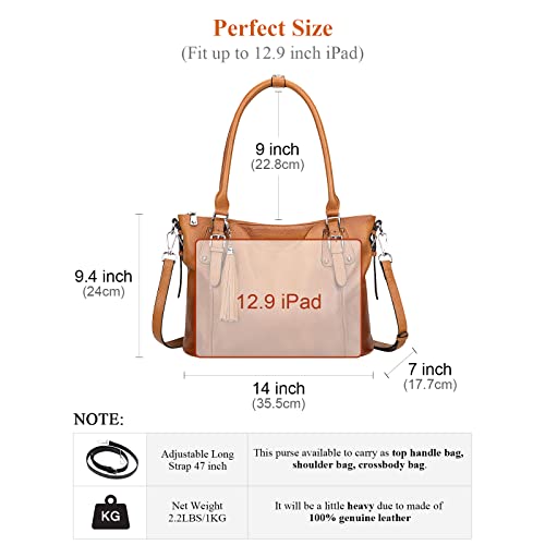 Soft Genuine Leather Designer Handbags: Two Tone Brown