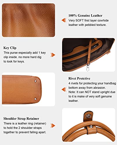 Soft Genuine Leather Designer Handbags: Two Tone Brown