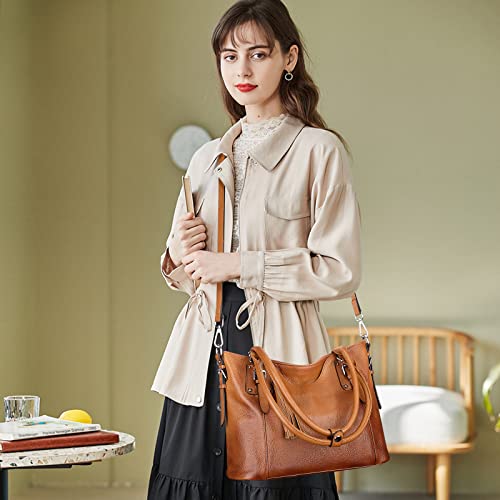 Soft Genuine Leather Designer Handbags: Two Tone Brown