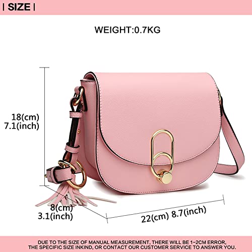 Pink Miss Lulu designer shoulder bag with tassel