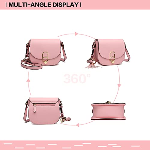 Pink Miss Lulu designer shoulder bag with tassel