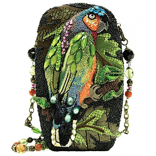Mary Frances Multicolor Parrot Motif Beaded Handbag