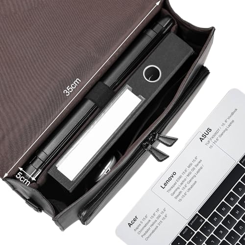 Black PU Leather Men's Laptop Bag 15.6 Inch