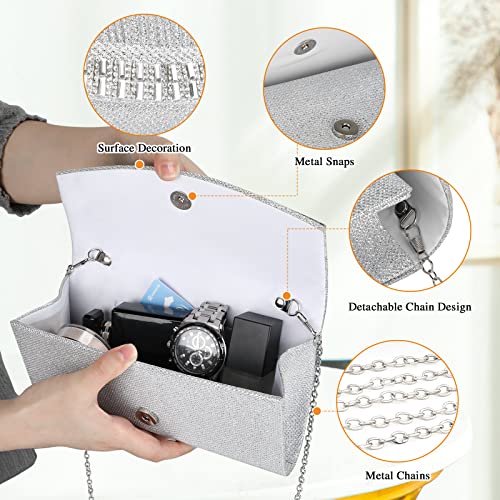 BAIGIO Elegant Silver Evening Clutches for Wedding Parties