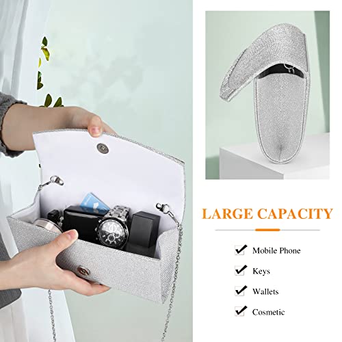 BAIGIO Elegant Silver Evening Clutches for Wedding Parties