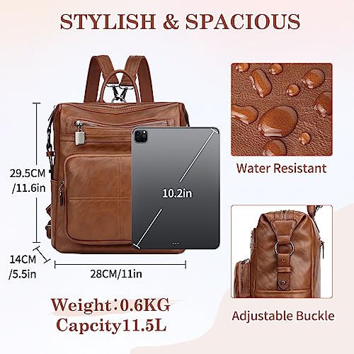 VASCHY Vegan Leather Fashion Backpack Handbags for Women