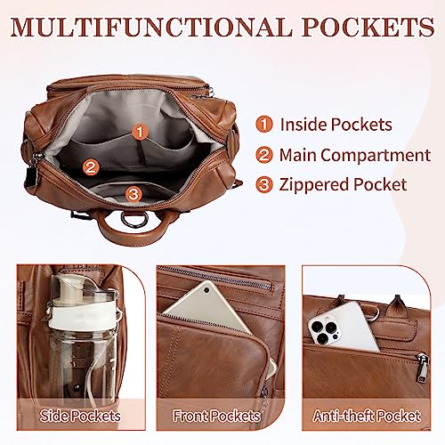 VASCHY Vegan Leather Fashion Backpack Handbags for Women