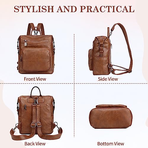 VASCHY Vegan Leather Fashion Backpack Handbags for Women