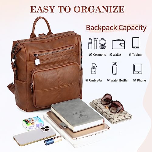VASCHY Vegan Leather Fashion Backpack Handbags for Women