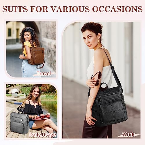 VASCHY Vegan Leather Fashion Backpack Handbags for Women