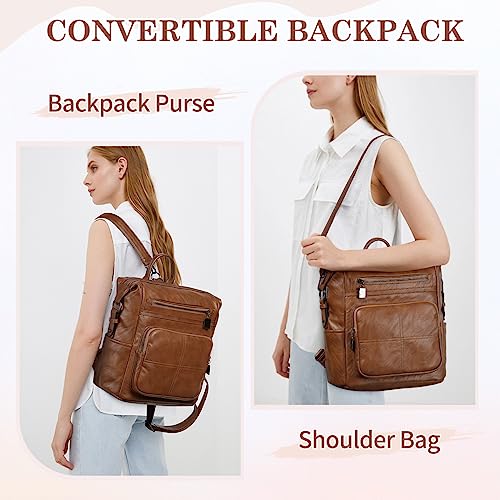VASCHY Vegan Leather Fashion Backpack Handbags for Women